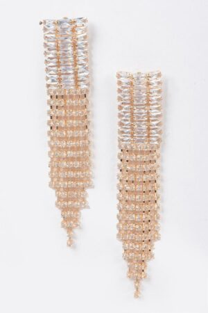 Cubic & Stone Fringe Drop Earrings – Elongated