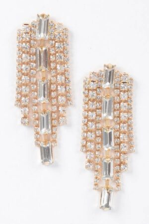 Multi-Shape Rhinestone Earrings – Sculptural Statement