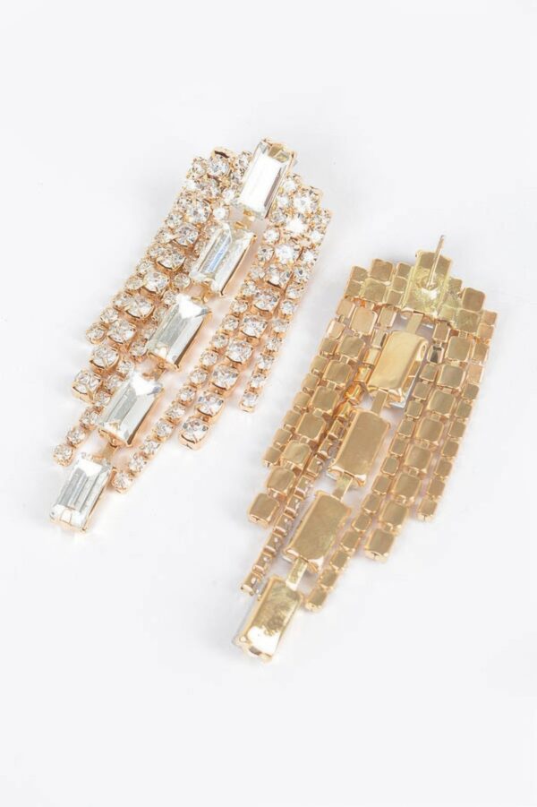 Multi-Shape Rhinestone Earrings – Sculptural Statement