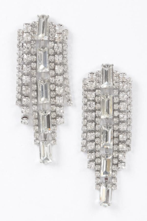 Multi-Shape Rhinestone Earrings – Sculptural Statement
