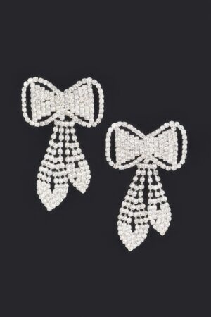 Rhinestone Bow Earrings – Dainty Sparkle Bow