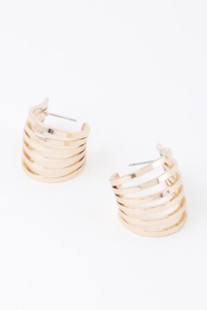 Open Cage Hoop Earrings – Polished Lightweight Hoops
