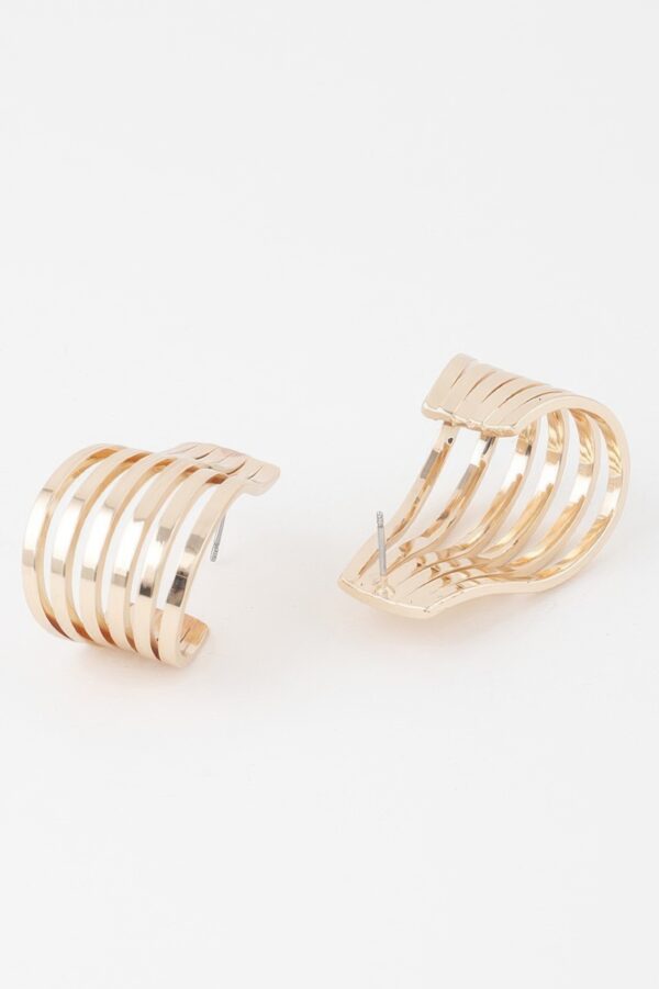 Open Cage Hoop Earrings – Polished Lightweight Hoops