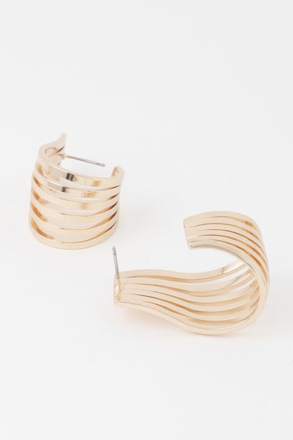 Open Cage Hoop Earrings – Polished Lightweight Hoops