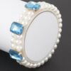 Double-Row Beaded Rhinestone Slip-On Bracelet