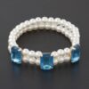 Double-Row Beaded Rhinestone Slip-On Bracelet