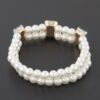 Double-Row Beaded Rhinestone Slip-On Bracelet