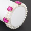 Double-Row Beaded Rhinestone Slip-On Bracelet