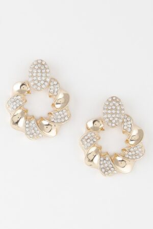 Twisted Wreath Rhinestone Earrings – Mid-Size Statement