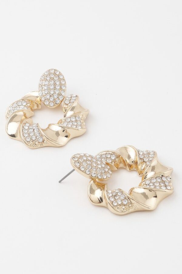 Twisted Wreath Rhinestone Earrings – Mid-Size Statement
