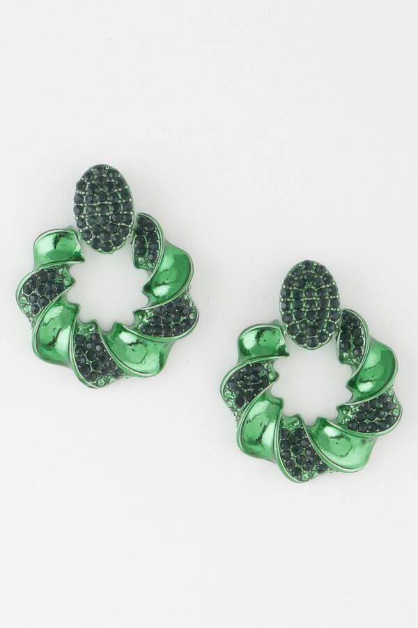 Twisted Wreath Rhinestone Earrings – Mid-Size Statement