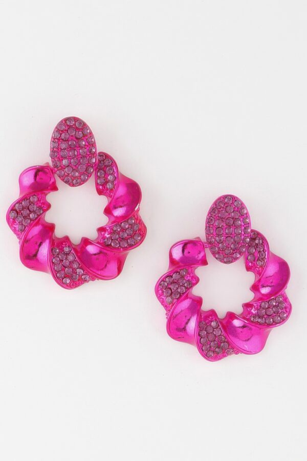Twisted Wreath Rhinestone Earrings – Mid-Size Statement