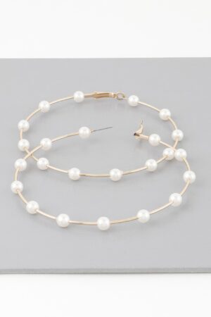 Oversized Stone-Lined Hoop Earrings – 3.2 in