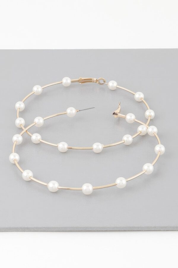 Oversized Stone-Lined Hoop Earrings – 3.2 in