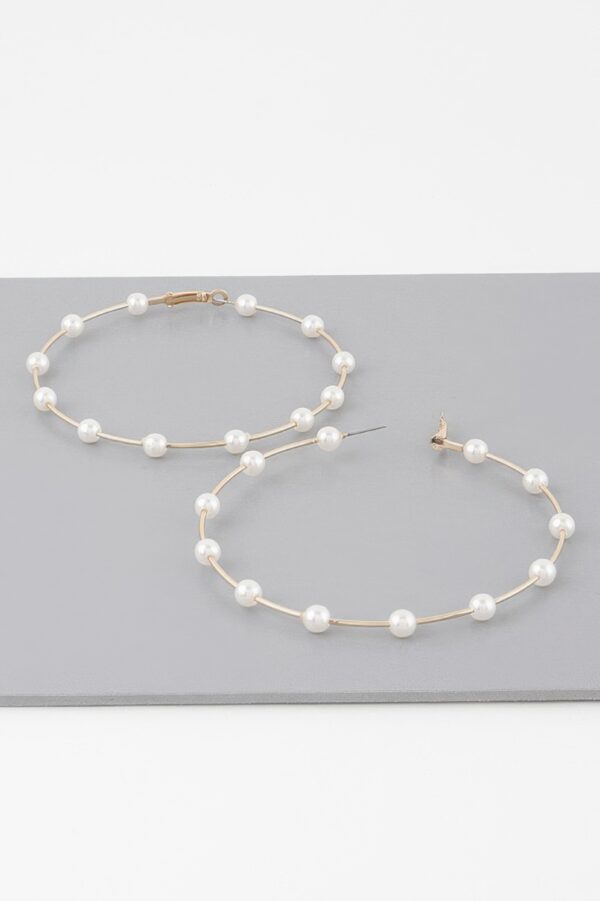 Oversized Stone-Lined Hoop Earrings – 3.2 in