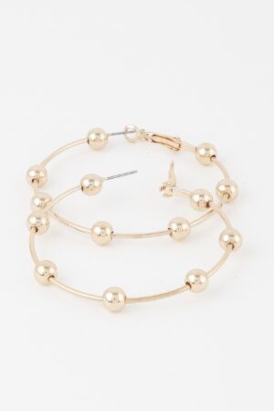 Stone-Lined Hoop Earrings – Polished Metal Hoops