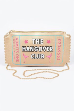 Hangover Club Clutch – Polyurethane Zip Clutch with Bold Print