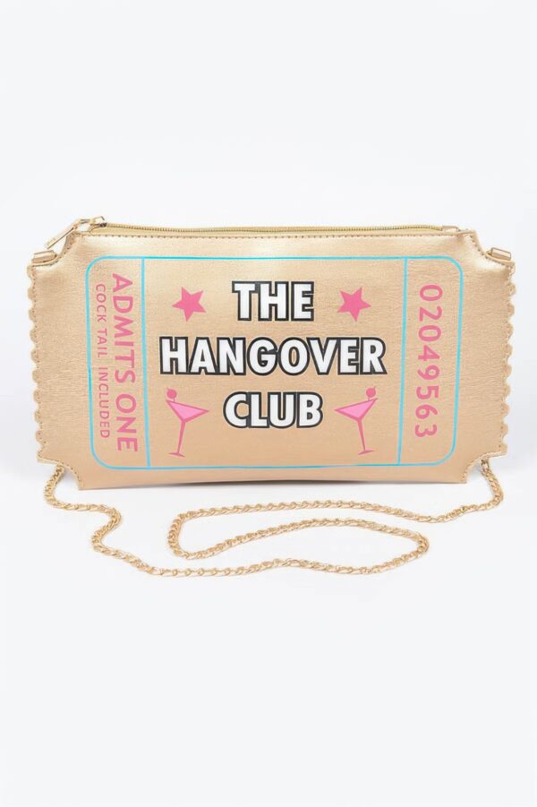 Hangover Club Clutch – Polyurethane Zip Clutch with Bold Print