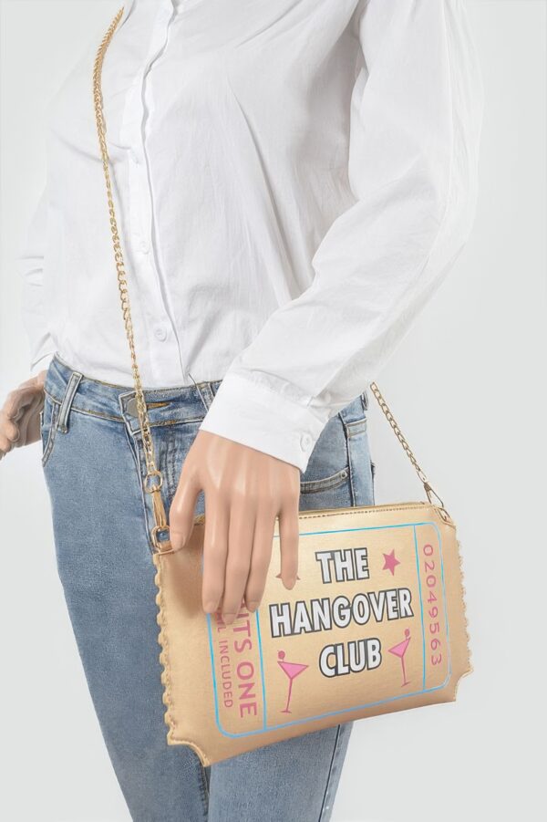 Hangover Club Clutch – Polyurethane Zip Clutch with Bold Print