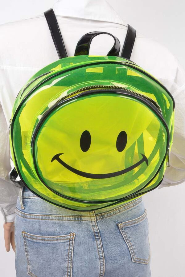 Clear Smiley Backpack – PU See-Through 11 x 11 x 3