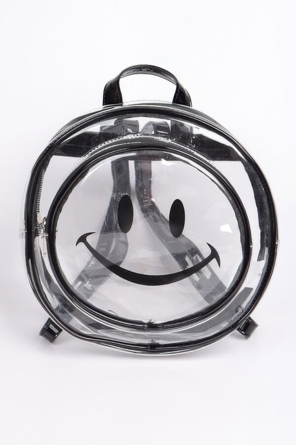 Clear Smiley Backpack – PU See-Through 11 x 11 x 3