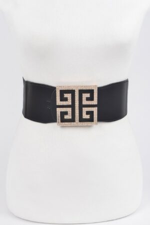 Rhinestone Buckle Stretch Belt – 3″ Wide Sparkle Accent