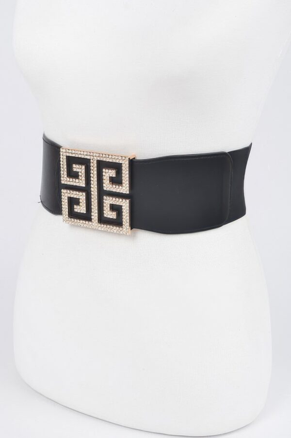 Rhinestone Buckle Stretch Belt – 3″ Wide Sparkle Accent