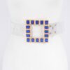 Faux Leather Belt with Stone-Accented Buckle