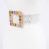 Faux Leather Belt with Stone-Accented Buckle