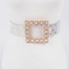 Faux Leather Belt with Stone-Accented Buckle