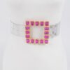 Faux Leather Belt with Stone-Accented Buckle