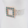 Faux Leather Belt with Stone-Accented Buckle