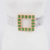 Faux Leather Belt with Stone-Accented Buckle