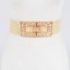 Stretch Straw Belt with Rhinestone Buckle