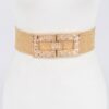 Stretch Straw Belt with Rhinestone Buckle
