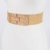 Stretch Straw Belt with Rhinestone Buckle