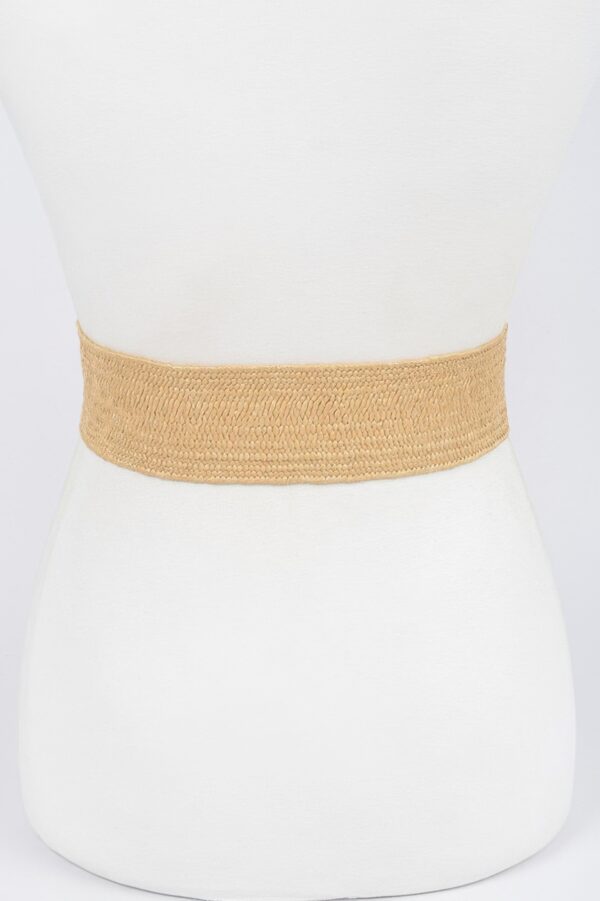 Stretch Straw Belt with Rhinestone Buckle