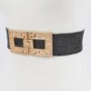 Stretch Straw Belt with Rhinestone Buckle