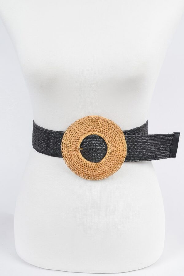 Oversized Woven Belt with Bamboo-Style Buckle