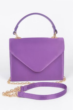 Structured Satin Top-Handle Flap Crossbody Bag