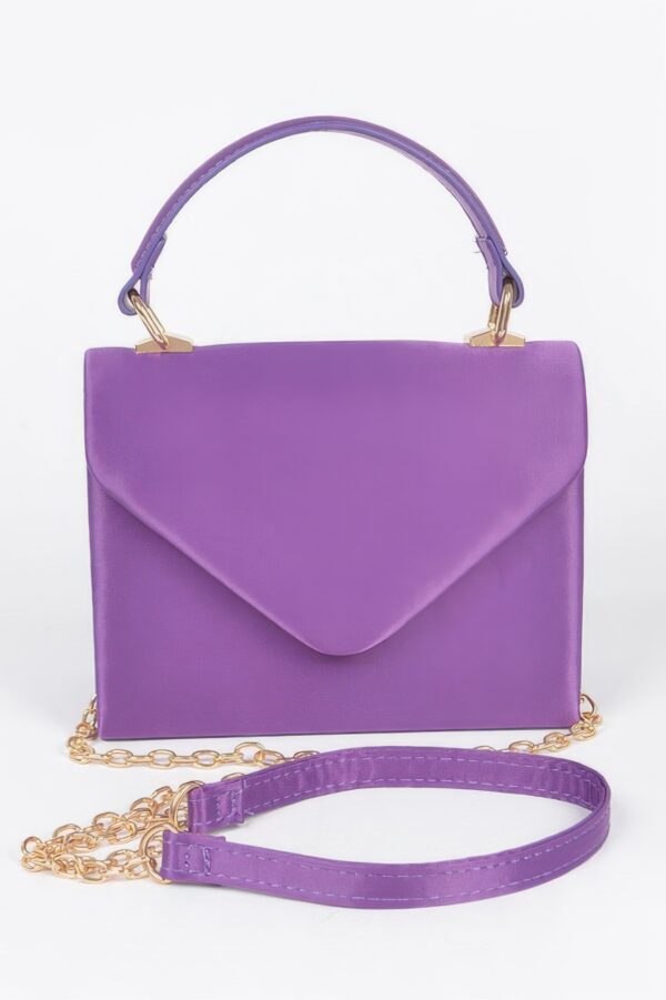 Structured Satin Top-Handle Flap Crossbody Bag
