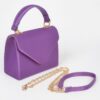 Structured Satin Top-Handle Flap Crossbody Bag