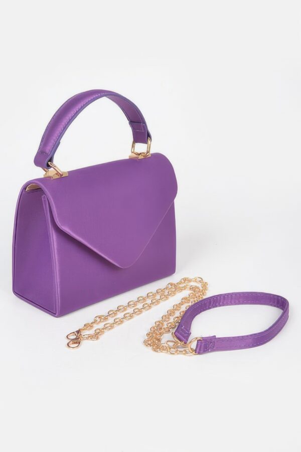 Structured Satin Top-Handle Flap Crossbody Bag