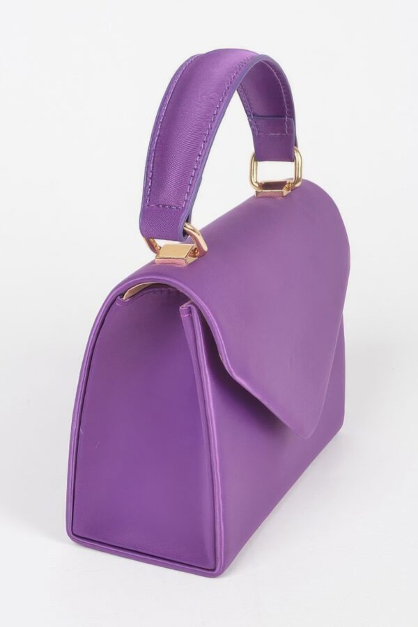 Structured Satin Top-Handle Flap Crossbody Bag