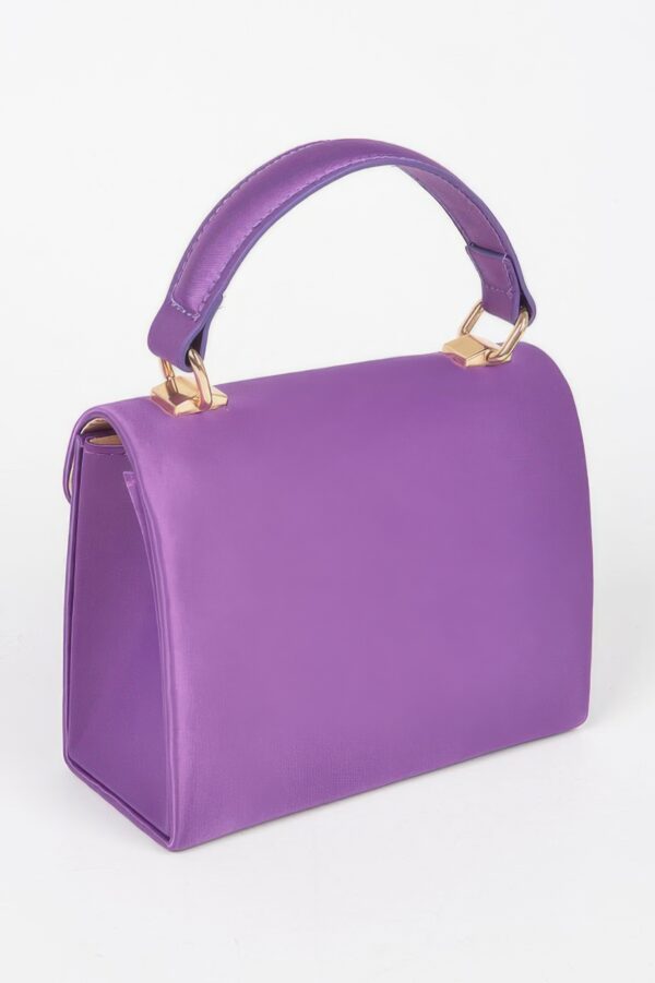 Structured Satin Top-Handle Flap Crossbody Bag