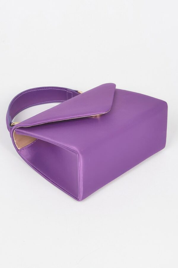 Structured Satin Top-Handle Flap Crossbody Bag