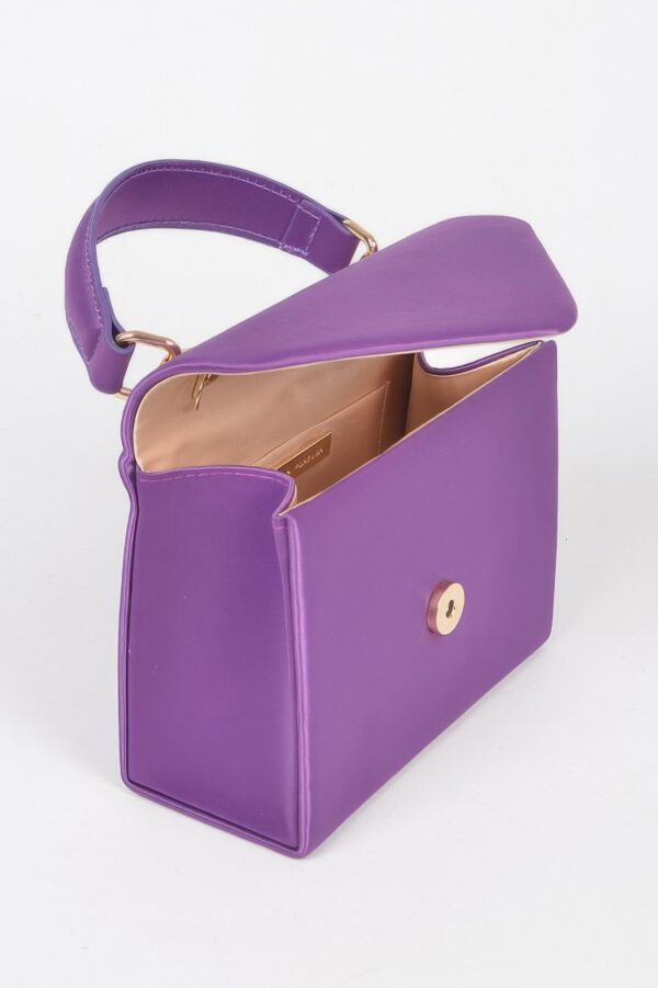 Structured Satin Top-Handle Flap Crossbody Bag