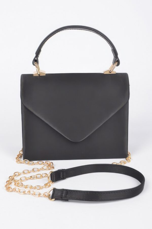 Structured Satin Top-Handle Flap Crossbody Bag
