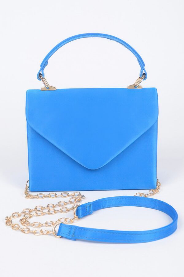 Structured Satin Top-Handle Flap Crossbody Bag