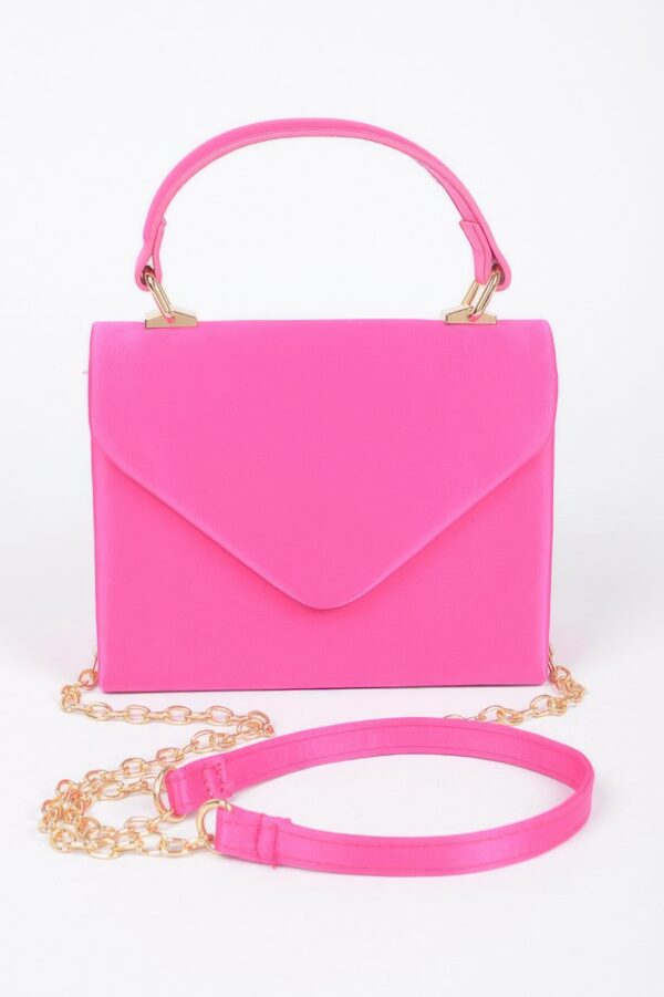 Structured Satin Top-Handle Flap Crossbody Bag